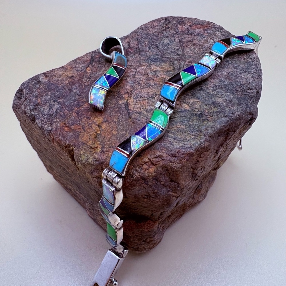 Authentic Navajo Handmade Bracelet & Pendant. Artist Mary Dayea